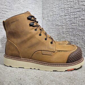 BRUNT The Marin 6"Men's Size 10 US Brown Leather Safety Toe Waterproof Boots
